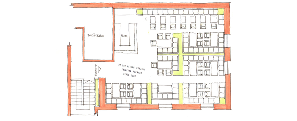 Plan amenajare interioara restaurant Rovi's Alexandria